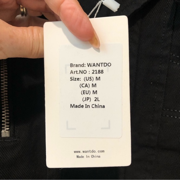 NWT Mens Wantdo black cotton zip up jacket cargo style multi pocket trucker M - Picture 6 of 12